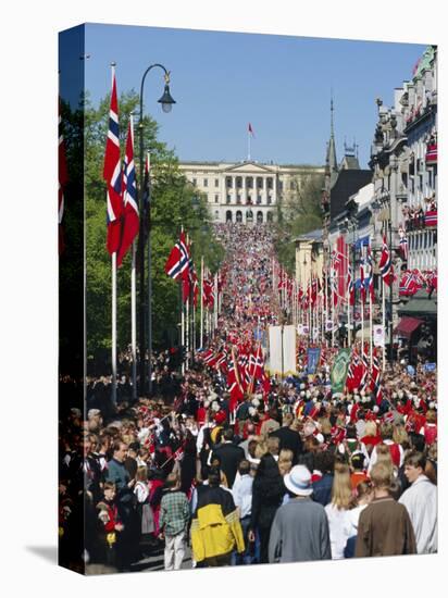 View to the Royal Palace, Norwegian National Day (17th May) Oslo, Norway, Scandinavia, Europe-Gavin Hellier-Stretched Canvas