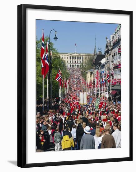 View to the Royal Palace, Norwegian National Day (17th May) Oslo, Norway, Scandinavia, Europe-Gavin Hellier-Framed Photographic Print