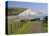 View to the Seven Sisters from Seaford Head, East Sussex, England, UK-Ruth Tomlinson-Stretched Canvas