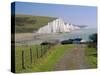 View to the Seven Sisters from Seaford Head, East Sussex, England, UK-Ruth Tomlinson-Stretched Canvas