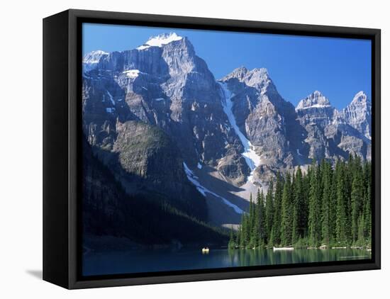 View to the Wenkchemna Peaks from the Shore of Moraine Lake, Banff National Park, Alberta, Canada-Ruth Tomlinson-Framed Stretched Canvas