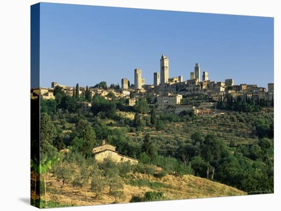 View to Town Across Agricultural Landscape, San Gimignano, Tuscany, Italy-Ruth Tomlinson-Stretched Canvas