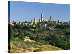 View to Town Across Agricultural Landscape, San Gimignano, Tuscany, Italy-Ruth Tomlinson-Stretched Canvas