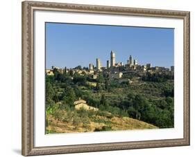 View to Town Across Agricultural Landscape, San Gimignano, Tuscany, Italy-Ruth Tomlinson-Framed Photographic Print