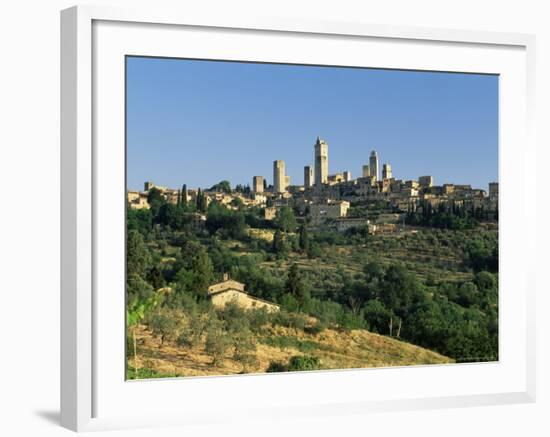 View to Town Across Agricultural Landscape, San Gimignano, Tuscany, Italy-Ruth Tomlinson-Framed Photographic Print