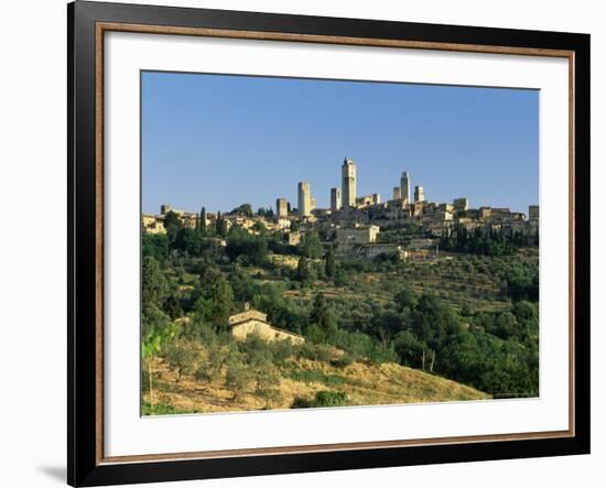 View to Town Across Agricultural Landscape, San Gimignano, Tuscany, Italy-Ruth Tomlinson-Framed Photographic Print