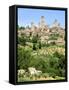 View to Town across Agricultural Landscape, San Gimignano, Tuscany-Nico Tondini-Framed Stretched Canvas