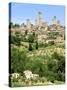 View to Town across Agricultural Landscape, San Gimignano, Tuscany-Nico Tondini-Stretched Canvas