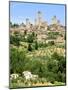 View to Town across Agricultural Landscape, San Gimignano, Tuscany-Nico Tondini-Mounted Photographic Print