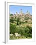 View to Town across Agricultural Landscape, San Gimignano, Tuscany-Nico Tondini-Framed Photographic Print