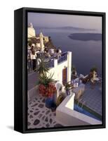 View Toward Caldera, Imerovigli, Santorini, Greece-Connie Ricca-Framed Stretched Canvas