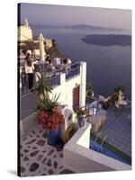 View Toward Caldera, Imerovigli, Santorini, Greece-Connie Ricca-Stretched Canvas