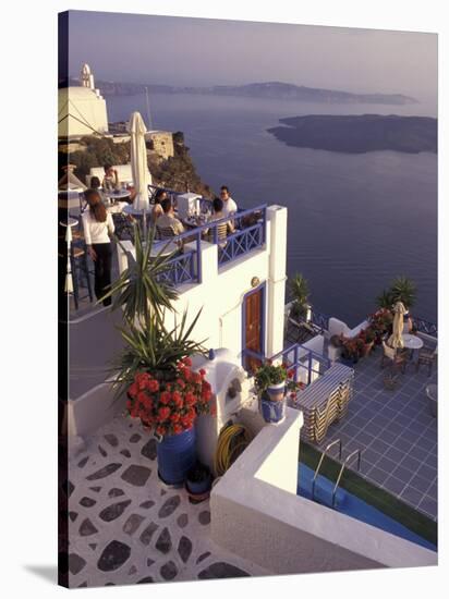 View Toward Caldera, Imerovigli, Santorini, Greece-Connie Ricca-Stretched Canvas