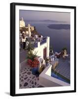 View Toward Caldera, Imerovigli, Santorini, Greece-Connie Ricca-Framed Premium Photographic Print