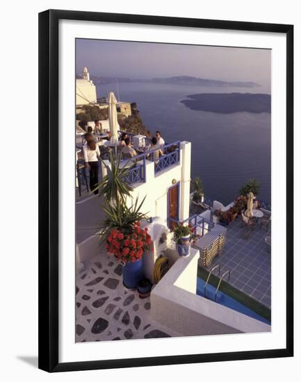 View Toward Caldera, Imerovigli, Santorini, Greece-Connie Ricca-Framed Premium Photographic Print