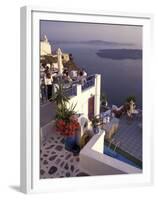 View Toward Caldera, Imerovigli, Santorini, Greece-Connie Ricca-Framed Premium Photographic Print