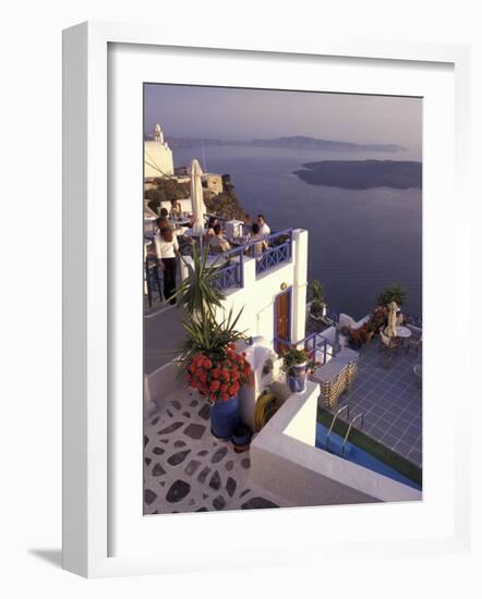 View Toward Caldera, Imerovigli, Santorini, Greece-Connie Ricca-Framed Photographic Print