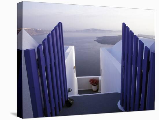 View Toward Caldera, Imerovigli, Santorini, Greece-Connie Ricca-Stretched Canvas