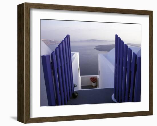 View Toward Caldera, Imerovigli, Santorini, Greece-Connie Ricca-Framed Premium Photographic Print