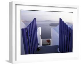 View Toward Caldera, Imerovigli, Santorini, Greece-Connie Ricca-Framed Premium Photographic Print