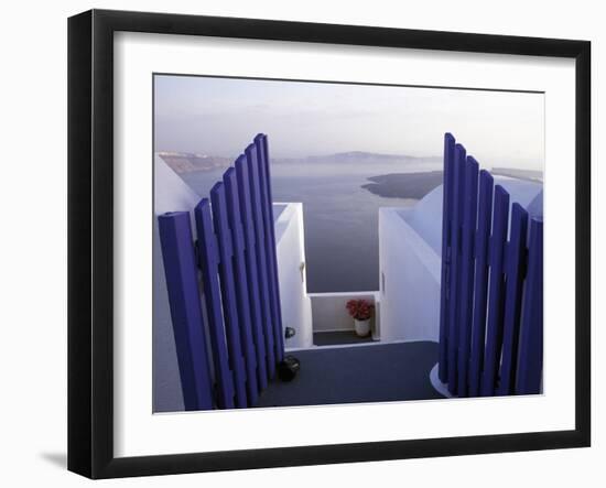 View Toward Caldera, Imerovigli, Santorini, Greece-Connie Ricca-Framed Photographic Print