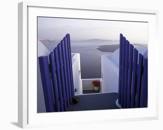 View Toward Caldera, Imerovigli, Santorini, Greece-Connie Ricca-Framed Photographic Print