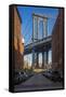 View Toward Manhattan Bridge with the Empire State Building in the Background, Brooklyn, New York-Stefano Politi Markovina-Framed Stretched Canvas