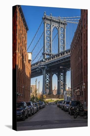 View Toward Manhattan Bridge with the Empire State Building in the Background, Brooklyn, New York-Stefano Politi Markovina-Stretched Canvas