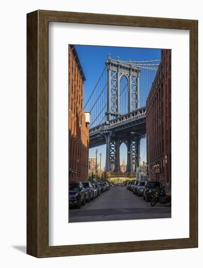 View Toward Manhattan Bridge with the Empire State Building in the Background, Brooklyn, New York-Stefano Politi Markovina-Framed Photographic Print