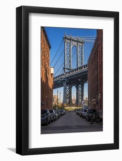 View Toward Manhattan Bridge with the Empire State Building in the Background, Brooklyn, New York-Stefano Politi Markovina-Framed Photographic Print
