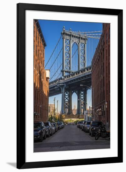 View Toward Manhattan Bridge with the Empire State Building in the Background, Brooklyn, New York-Stefano Politi Markovina-Framed Photographic Print