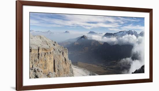 View towards Antelao, Pelmo, Civetta, Marmolada seen from Sella mountain range-Martin Zwick-Framed Photographic Print