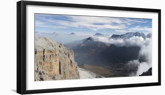 View towards Antelao, Pelmo, Civetta, Marmolada seen from Sella mountain range-Martin Zwick-Framed Photographic Print