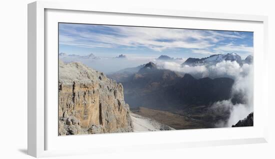 View towards Antelao, Pelmo, Civetta, Marmolada seen from Sella mountain range-Martin Zwick-Framed Photographic Print