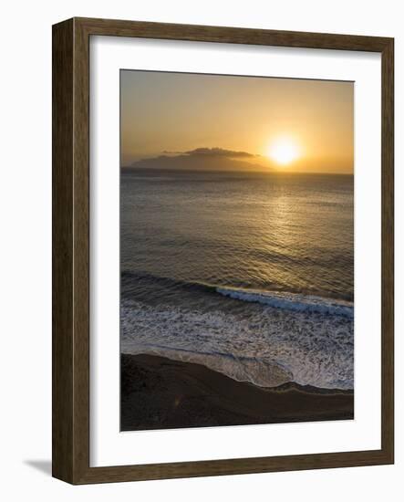 View towards Brava island over Praia Sao Filipe. Fogo Island (Ilha do Fogo), part of Cape Verde.-Martin Zwick-Framed Photographic Print