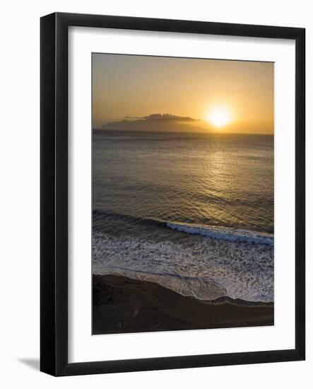 View towards Brava island over Praia Sao Filipe. Fogo Island (Ilha do Fogo), part of Cape Verde.-Martin Zwick-Framed Photographic Print