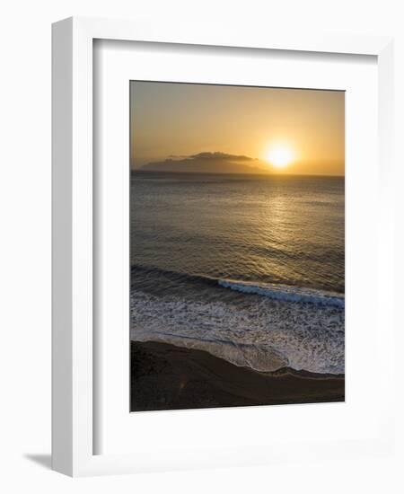 View towards Brava island over Praia Sao Filipe. Fogo Island (Ilha do Fogo), part of Cape Verde.-Martin Zwick-Framed Photographic Print