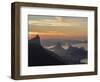 View towards Corcovado and Sugarloaf Mountains from Tijuca Forest National Park at dawn, Rio de Jan-Karol Kozlowski-Framed Photographic Print