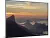 View towards Corcovado and Sugarloaf Mountains from Tijuca Forest National Park at dawn, Rio de Jan-Karol Kozlowski-Mounted Photographic Print