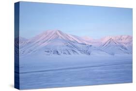 View Towards Dirigenten Mountain and Tenoren across Adventdalen Valley at Sunset-Stephen Studd-Stretched Canvas