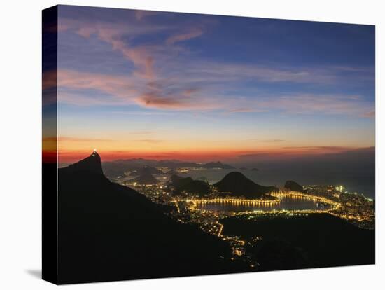 View towards Lagoa Neighbourhood from Tijuca Forest National Park at dawn, Rio de Janeiro, Brazil, -Karol Kozlowski-Stretched Canvas