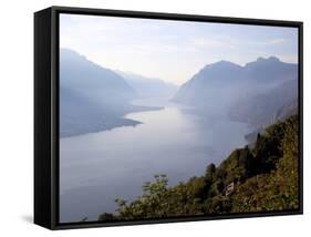 View Towards Lecco at Sunrise, Civenna, Bellagio, Lake Como, Lombardy, Italian Lakes, Italy, Europe-Frank Fell-Framed Stretched Canvas