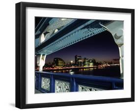 View Towards London's South Bank and the New City Hall from Arch on Tower Bridge in Central London-Andrew Watson-Framed Photographic Print