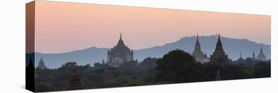 View Towards Old Bagan, with Ananda Temple Pagoda and Thatbyinnyu Temple at Sunset, Bagan (Pagan)-Stephen Studd-Stretched Canvas