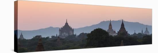 View Towards Old Bagan, with Ananda Temple Pagoda and Thatbyinnyu Temple at Sunset, Bagan (Pagan)-Stephen Studd-Stretched Canvas