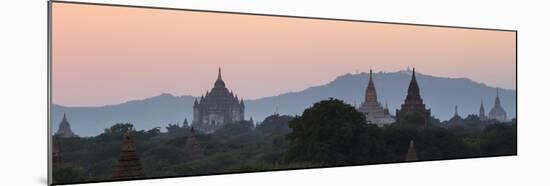 View Towards Old Bagan, with Ananda Temple Pagoda and Thatbyinnyu Temple at Sunset, Bagan (Pagan)-Stephen Studd-Mounted Photographic Print