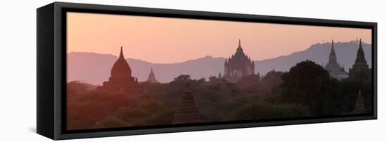 View Towards Old Bagan, with Ananda Temple Pagoda and Thatbyinnyu Temple at Sunset, Bagan (Pagan)-Stephen Studd-Framed Stretched Canvas