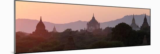 View Towards Old Bagan, with Ananda Temple Pagoda and Thatbyinnyu Temple at Sunset, Bagan (Pagan)-Stephen Studd-Mounted Photographic Print