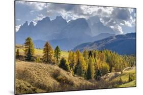 View towards Pale di San Martino, Focobon mountain range, in the Dolomites of Trentino, Italy.-Martin Zwick-Mounted Photographic Print