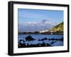 View towards Porto Pim Whaling Station and Pico Mounain, Faial Island, Azores, Portugal, Atlantic,-Karol Kozlowski-Framed Photographic Print